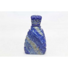 Handmade Snuff Perfume Bottle Natural Blue Lapis Lazuli Stone Hand Engrave LP22